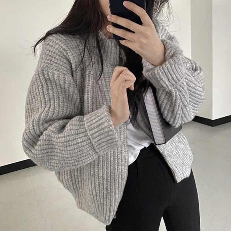 BosVest | Elegant & Cosy Women's Knit Cardigan-Grey-One Size-State of Style