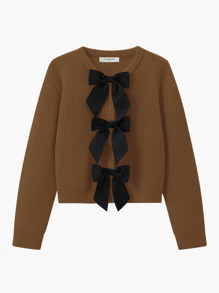 Bow Detail Women's Sweater - Isla-Brown-XS-State of Style