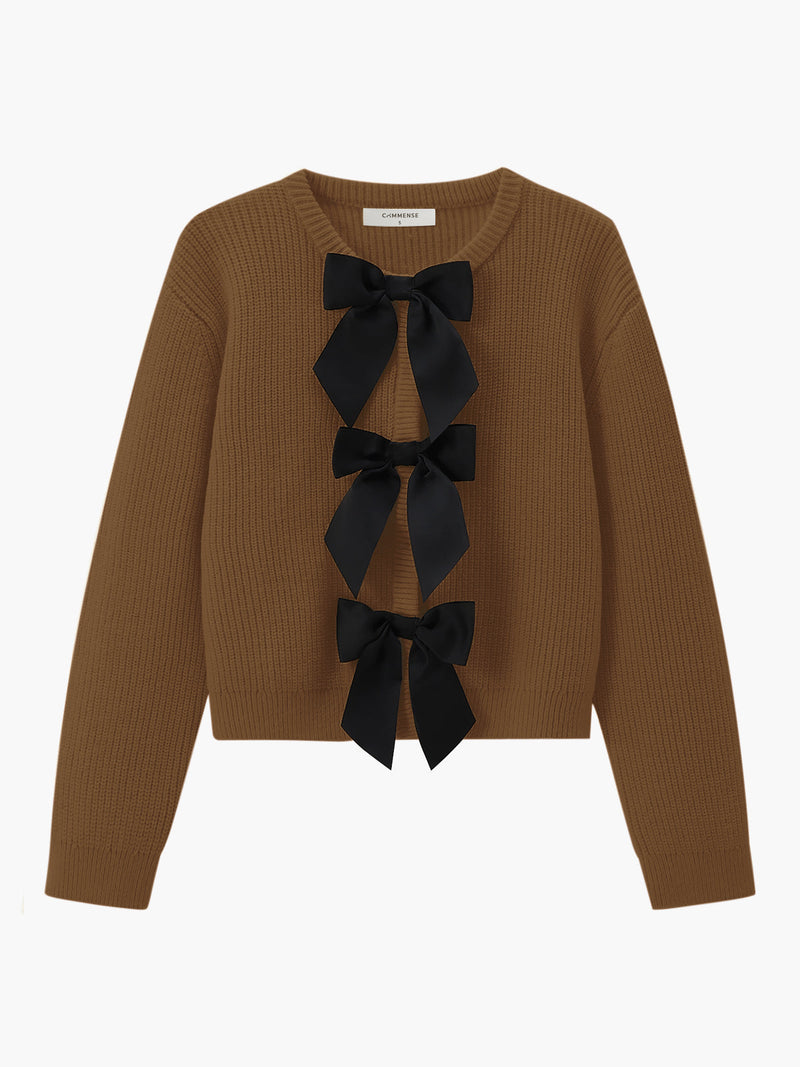 Bow Detail Women's Sweater - Isla-Brown-XS-State of Style