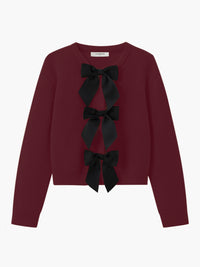 Bow Detail Women's Sweater - Isla-Burgundy-XS-State of Style