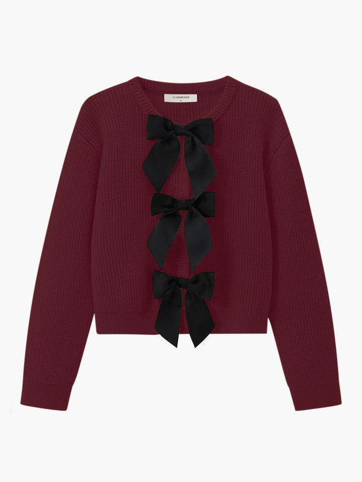 Bow Detail Women's Sweater - Isla-Burgundy-XS-State of Style