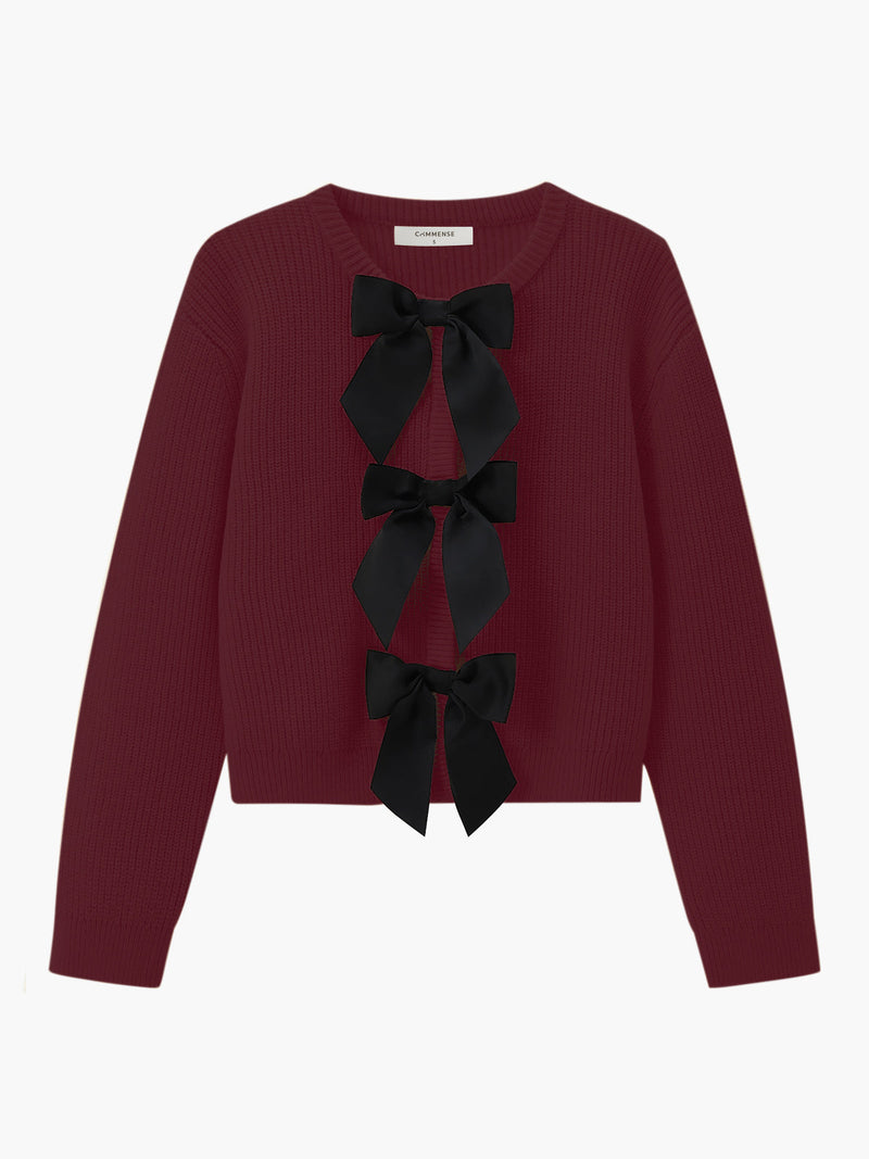 Bow Detail Women's Sweater - Isla-Burgundy-XS-State of Style