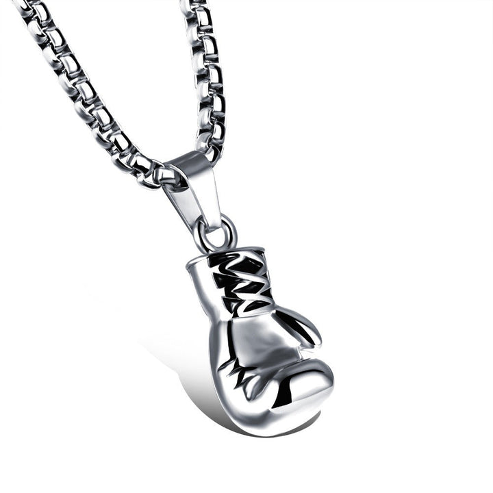 Boxing Glove Pendant Necklace | Bold Design for Men-3 cm-White Gold-State of Style