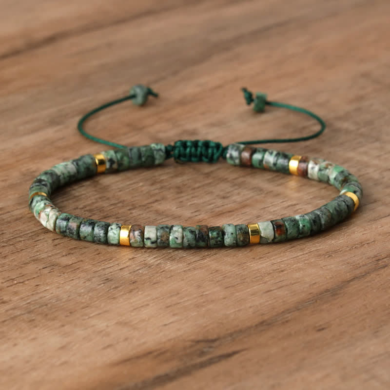 Braided Bracelet with 2.4 mm Natural Stone Rollers - Seraphina-African turquoise-State of Style