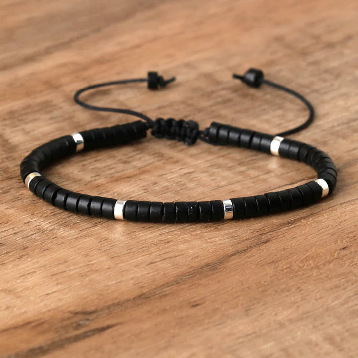Braided Bracelet with 2.4 mm Natural Stone Rollers - Seraphina-Black tourmaline-State of Style