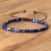 Braided Bracelet with 2.4 mm Natural Stone Rollers - Seraphina-Blue Kaiserstein-State of Style