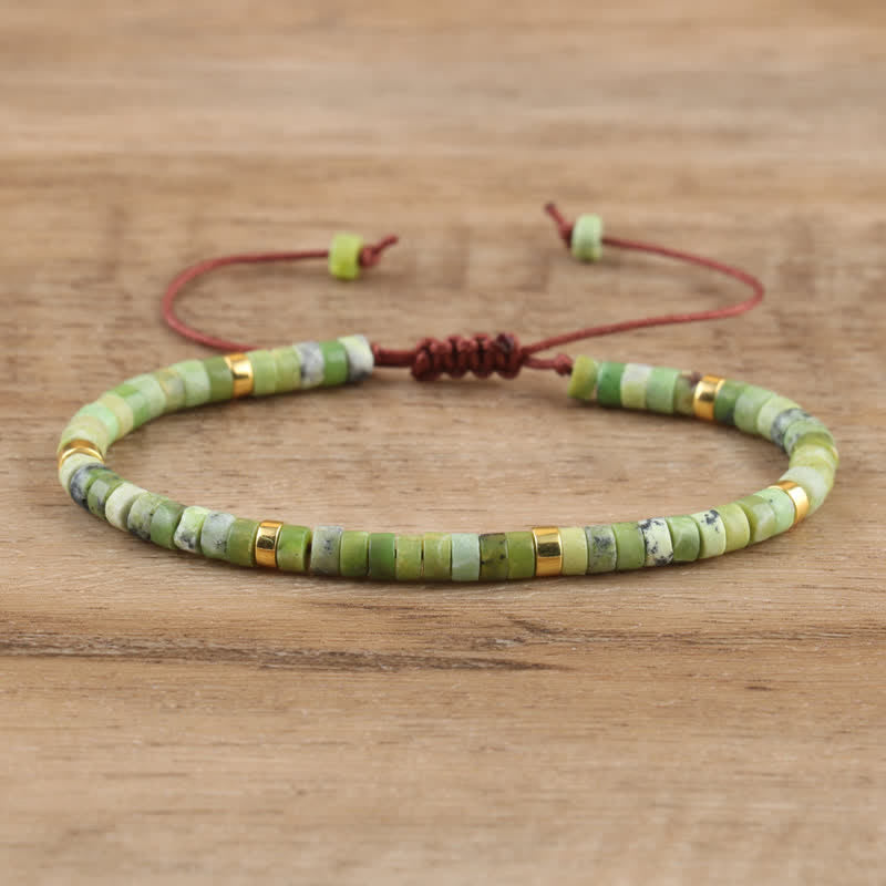 Braided Bracelet with 2.4 mm Natural Stone Rollers - Seraphina-Chrysoprase-State of Style
