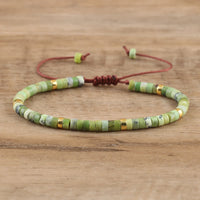 Braided Bracelet with 2.4 mm Natural Stone Rollers - Seraphina-Chrysoprase-State of Style
