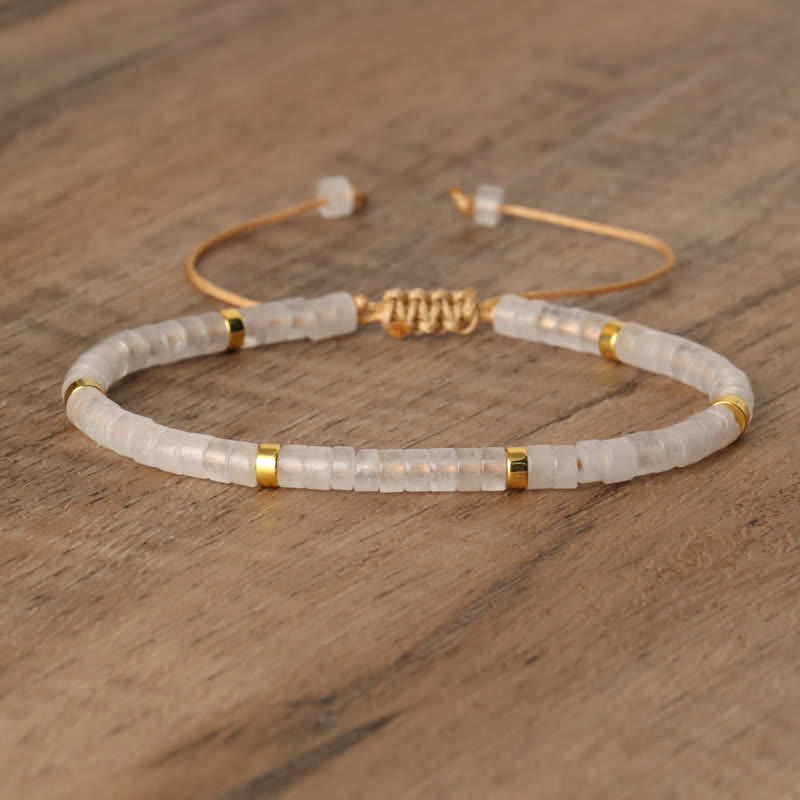 Braided Bracelet with 2.4 mm Natural Stone Rollers - Seraphina-Clear crystal-State of Style