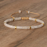 Braided Bracelet with 2.4 mm Natural Stone Rollers - Seraphina-Clear crystal-State of Style
