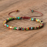 Braided Bracelet with 2.4 mm Natural Stone Rollers - Seraphina-Colourful emperor stone-State of Style