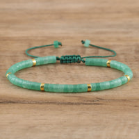 Braided Bracelet with 2.4 mm Natural Stone Rollers - Seraphina-Green aventurine-State of Style