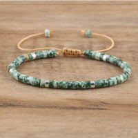 Braided Bracelet with 2.4 mm Natural Stone Rollers - Seraphina-Green pointed stone-State of Style