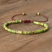 Braided Bracelet with 2.4 mm Natural Stone Rollers - Seraphina-Groene keizersteen-State of Style
