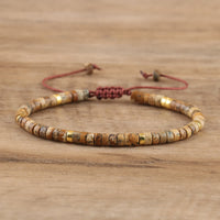 Braided Bracelet with 2.4 mm Natural Stone Rollers - Seraphina-Jasper in picture-State of Style