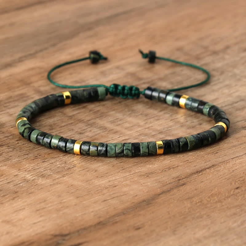 Braided Bracelet with 2.4 mm Natural Stone Rollers - Seraphina-Kambamba jasper-State of Style