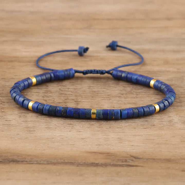 Braided Bracelet with 2.4 mm Natural Stone Rollers - Seraphina-Lapis Lazuli-State of Style