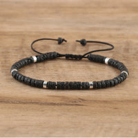 Braided Bracelet with 2.4 mm Natural Stone Rollers - Seraphina-Lava stone-State of Style
