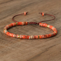 Braided Bracelet with 2.4 mm Natural Stone Rollers - Seraphina-Orange emperor stone-State of Style