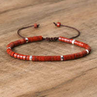 Braided Bracelet with 2.4 mm Natural Stone Rollers - Seraphina-Red jasper-State of Style