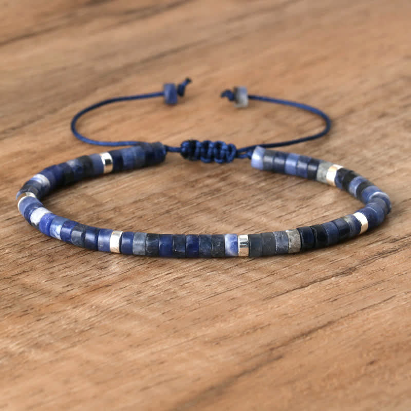 Braided Bracelet with 2.4 mm Natural Stone Rollers - Seraphina-Sodalite-State of Style