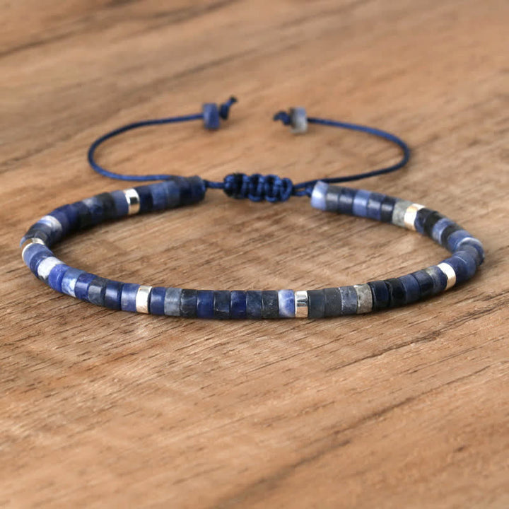 Braided Bracelet with 2.4 mm Natural Stone Rollers - Seraphina-Sodalite-State of Style