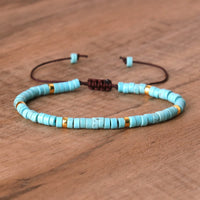 Braided Bracelet with 2.4 mm Natural Stone Rollers - Seraphina-Turquoise-State of Style