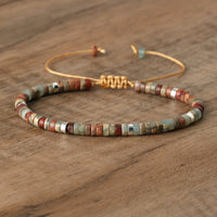Braided Bracelet with 2.4mm Natural Stone Rollers - Seraphina-Agalmatolite-State of Style