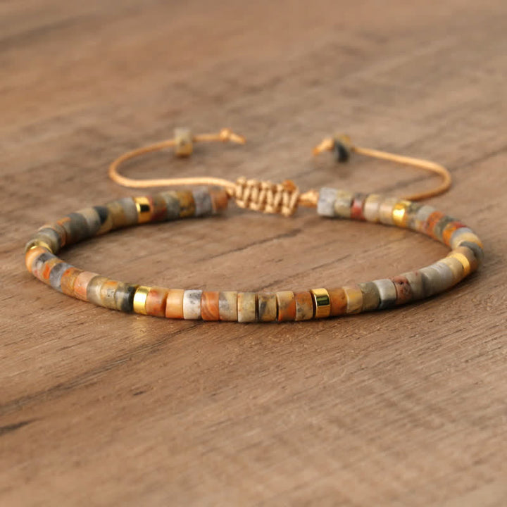Braided Bracelet with 2.4mm Natural Stone Rollers - Seraphina-Agate-State of Style