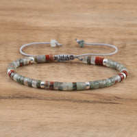 Braided Bracelet with 2.4mm Natural Stone Rollers - Seraphina-Bloodstone-State of Style