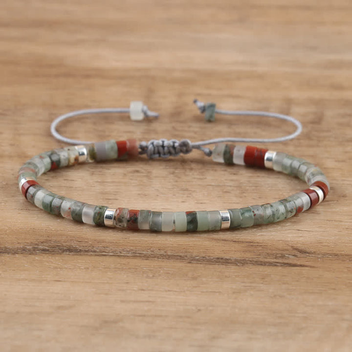 Braided Bracelet with 2.4mm Natural Stone Rollers - Seraphina-Bloodstone-State of Style