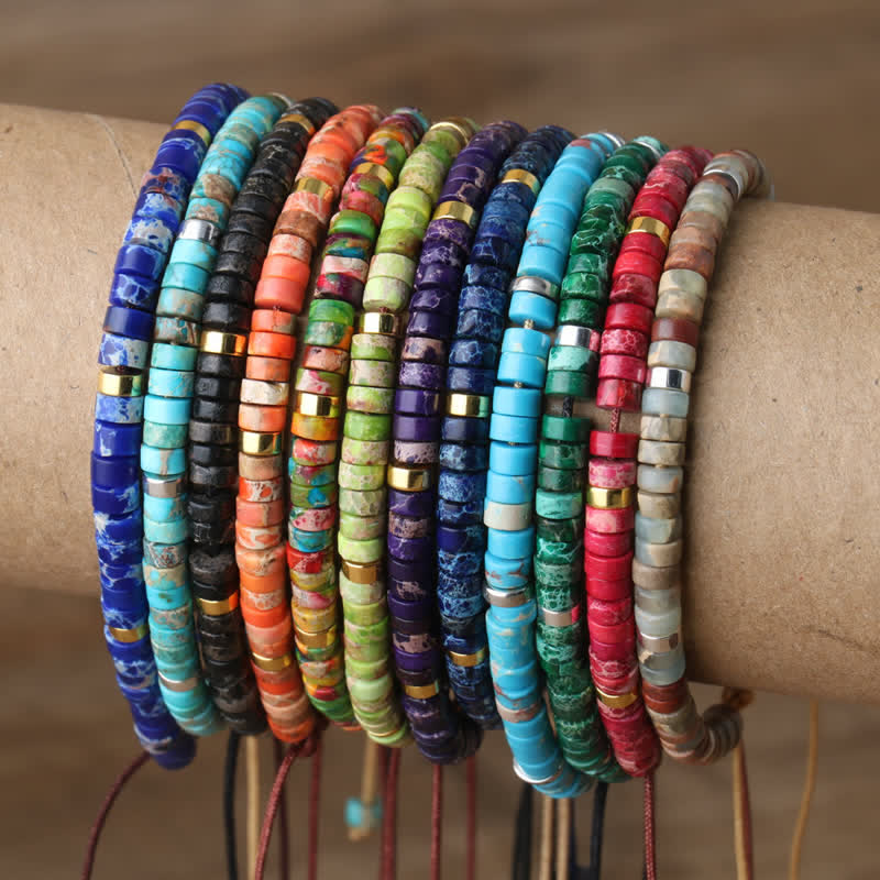 Braided Bracelet with 2.4mm Natural Stone Rollers - Seraphina-Kaiserstone-State of Style