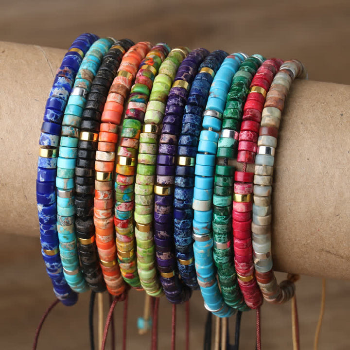 Braided Bracelet with 2.4mm Natural Stone Rollers - Seraphina-Kaiserstone-State of Style