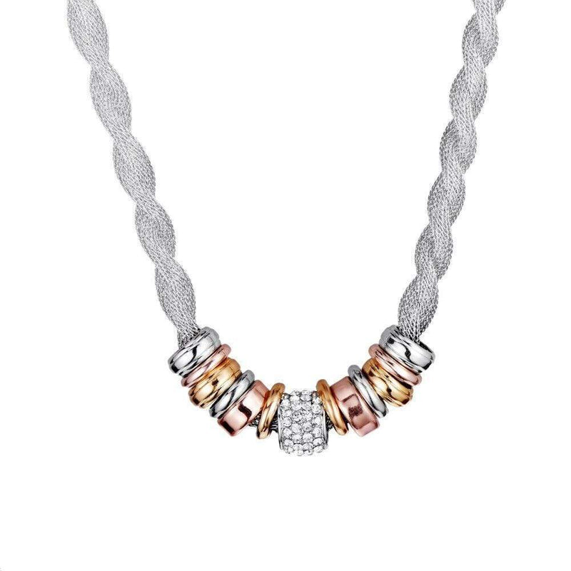 Braided Fashion Necklace - Lynora-Silver-State of Style