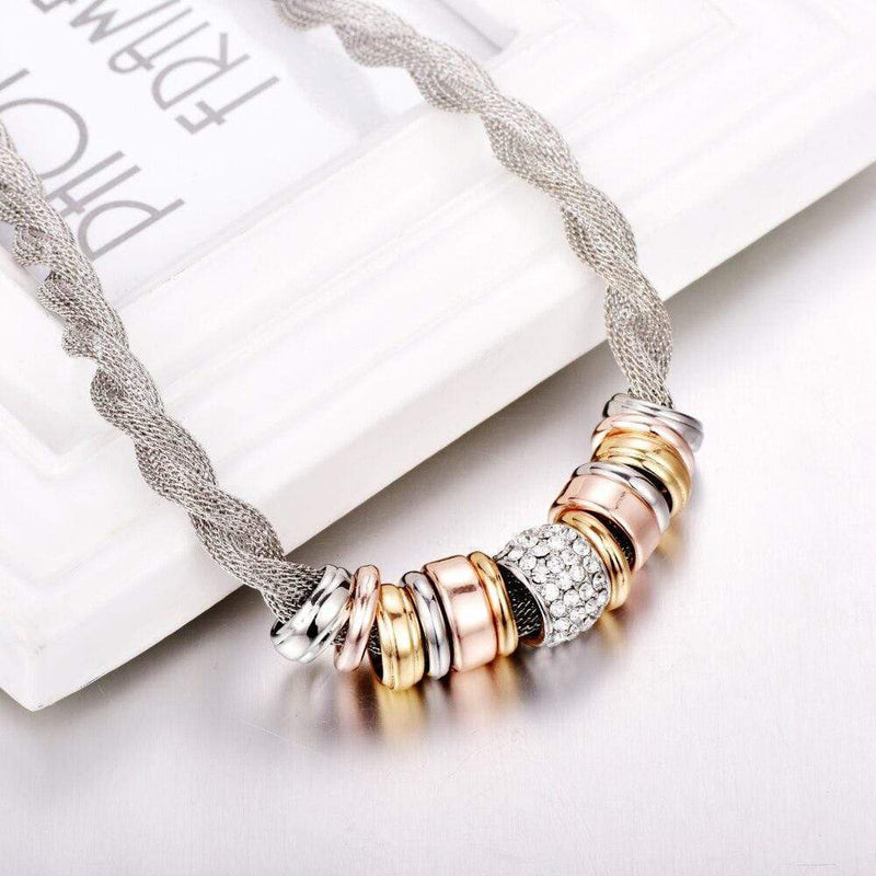 Braided Fashion Necklace - Lynora-Silver-State of Style
