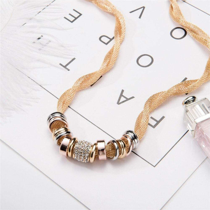 Braided Fashion Necklace - Lynora-Silver-State of Style