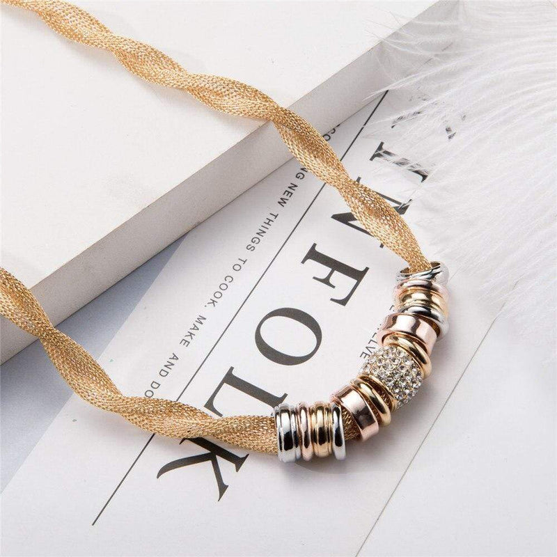 Braided Fashion Necklace - Lynora-Silver-State of Style