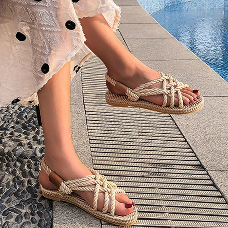 Braided Gladiator Sandals – Serina-Beige-3-State of Style