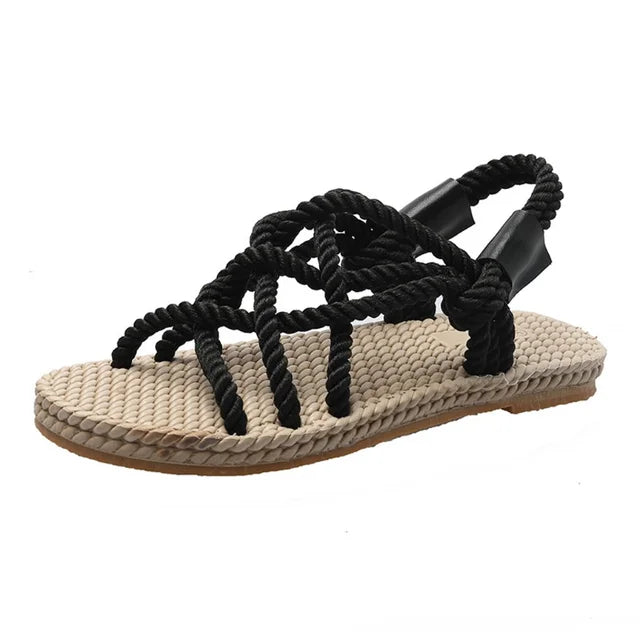 Braided Gladiator Sandals – Serina-Black-3-State of Style