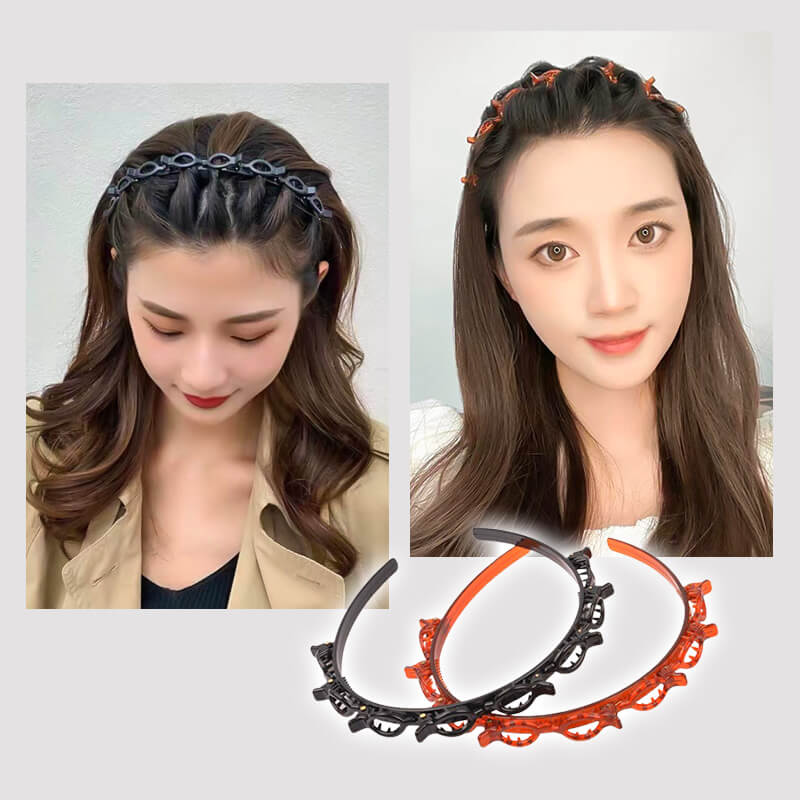 Braided Hairband with Grip – Bibi-Black + Brown-State of Style