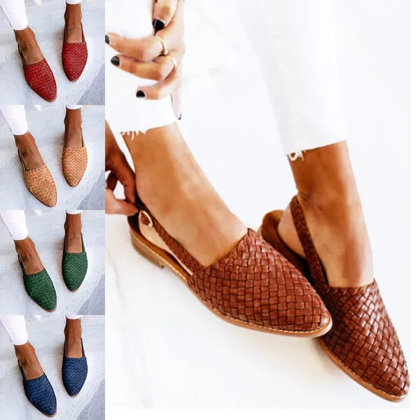 Braided Leather Women's Sandals - Lia-Brown-3.0-State of Style