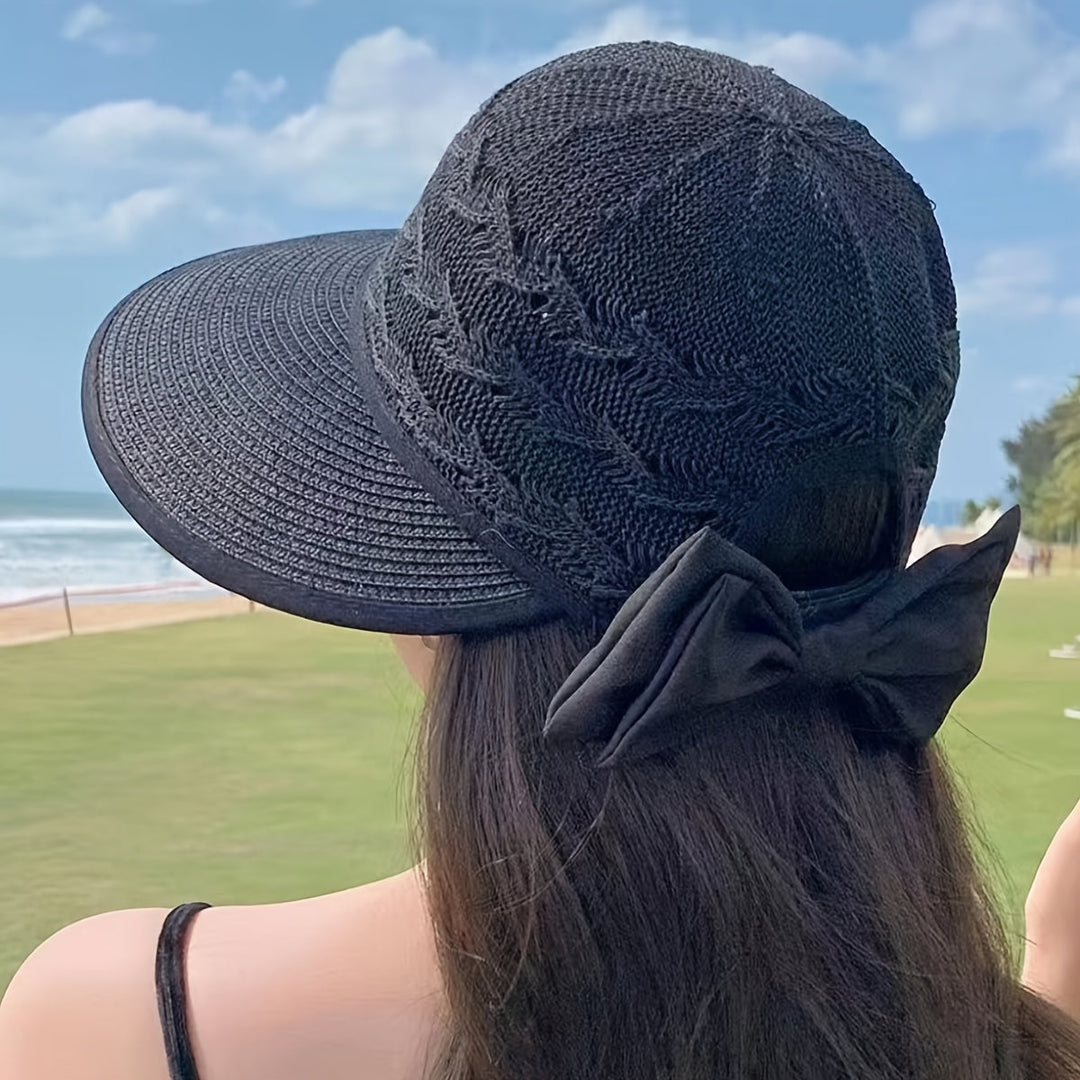 Braided Summer Hat with Bow Detail - Norah-Light grey-State of Style