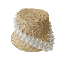 Braided summer hat with pleats and stripes – BreezyStripes-Khaki-One size fits all-State of Style