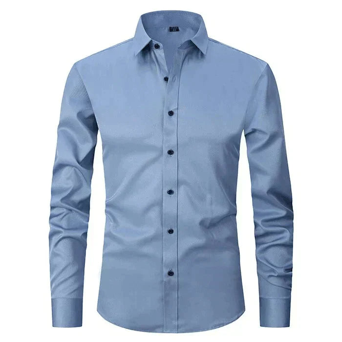 Breathable and Highly Elastic Shirt for Men - Felix-Blue (Black Buttons)-XS-State of Style