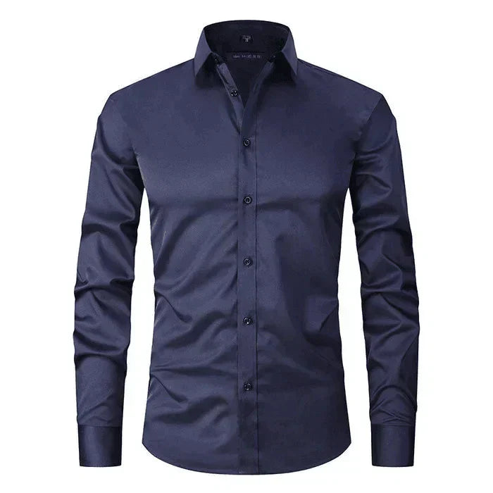 Breathable and Highly Elastic Shirt for Men - Felix-Navy White (Black Buttons)-XS-State of Style