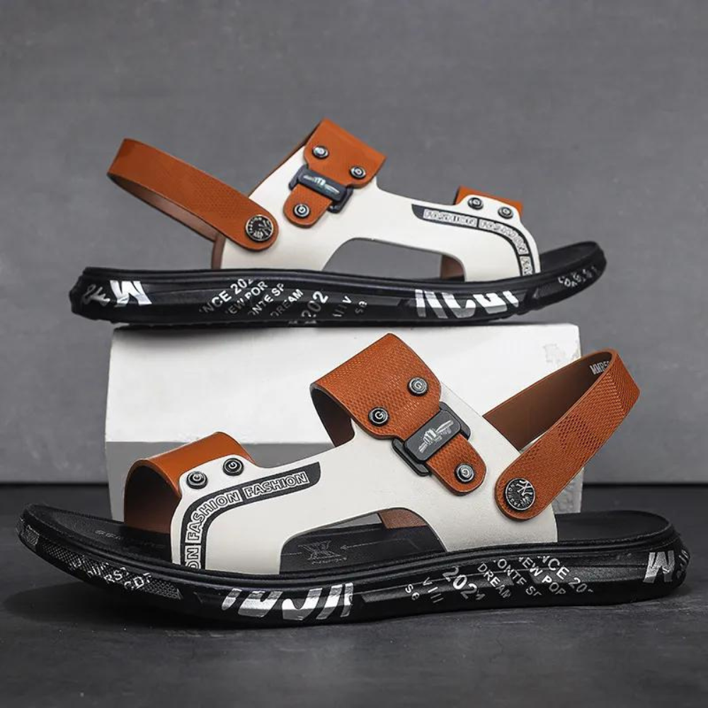 Breathable and Stylish Men's Sandals - Leandro-Brown White-6-State of Style