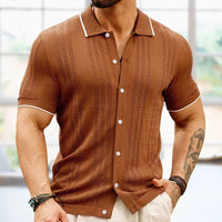 Breathable & Classic Knit Polo Shirt Made of Cotton for Men - Leano-Brown-S-State of Style