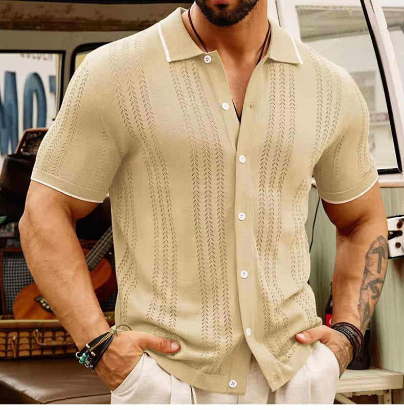 Breathable & Classic Knit Polo Shirt Made of Cotton for Men - Leano-Brown-S-State of Style