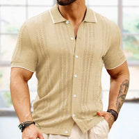 Breathable & Classic Knit Polo Shirt Made of Cotton for Men - Leano-Khaki-S-State of Style
