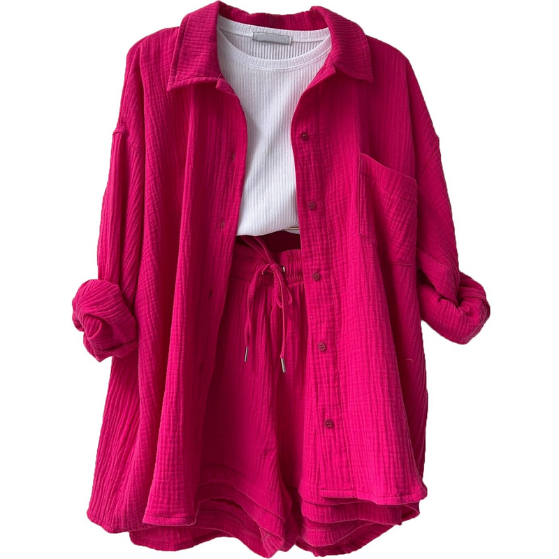 Breathable Cotton Co-Ord Set for Women – Maris-Dark pink-S-State of Style